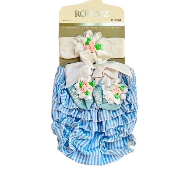 Robeez Baby Girl Ruffle Tutu Flower Matching Set - Picture 1 of 8
